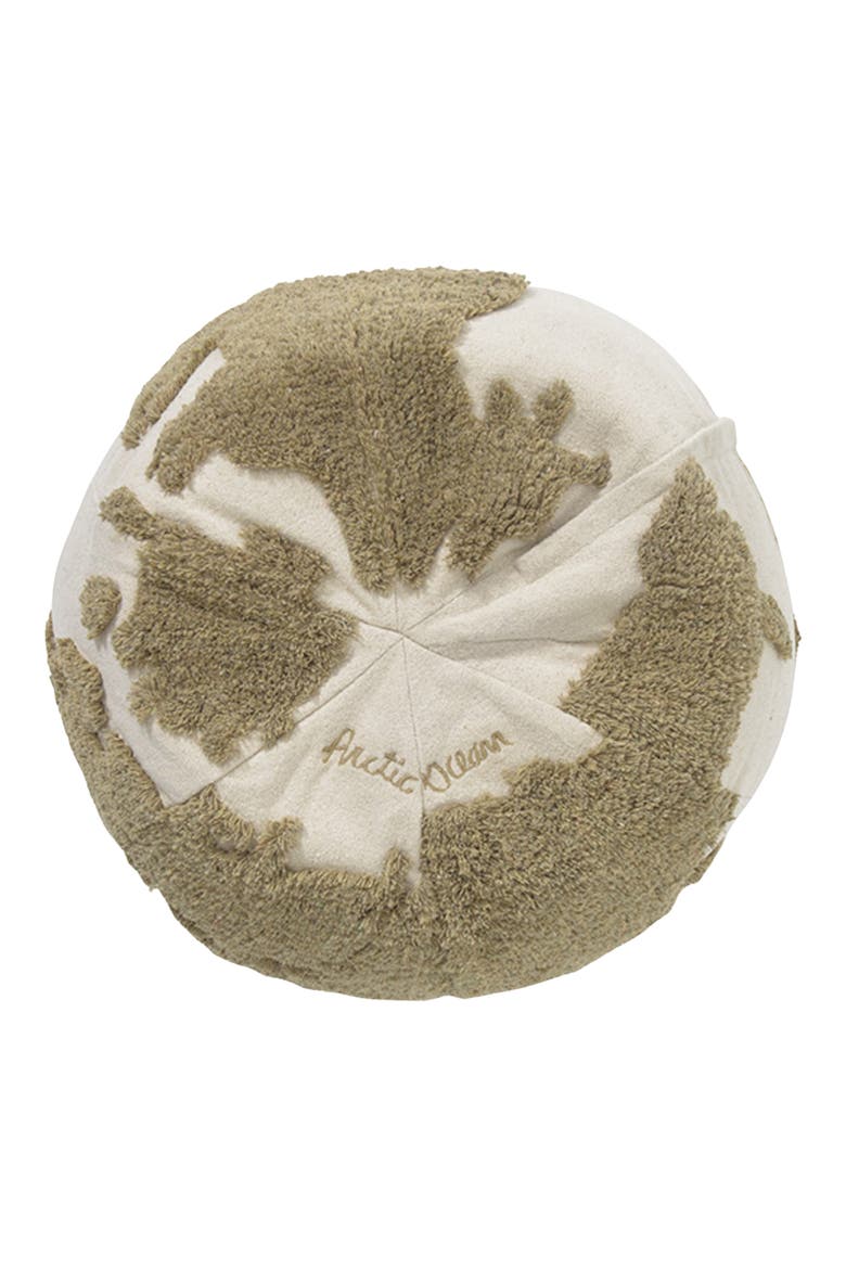RugCycled World Map Washable Cotton Blend Pouf, Alternate, color, NATURAL SOIL BROWN