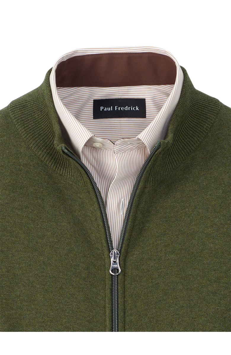 Paul Fredrick Cotton Full Zip Mock Neck Vest, Alternate, color, Olive