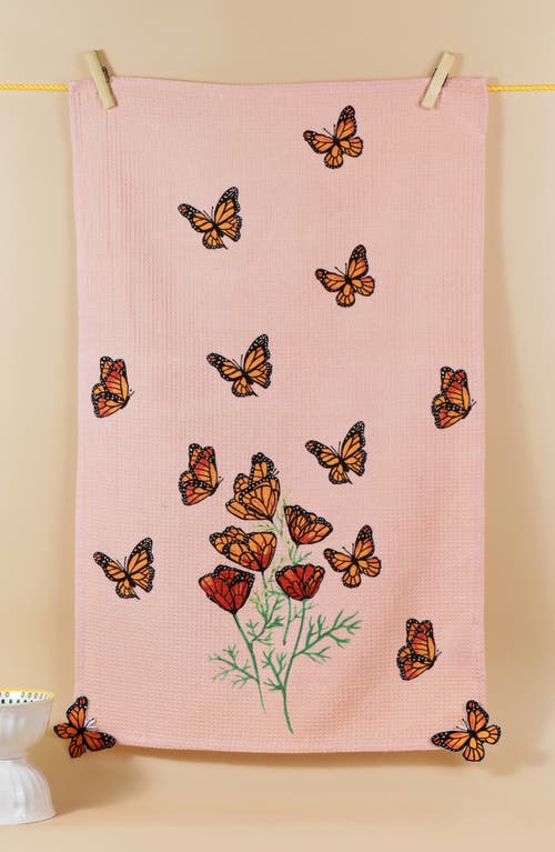 Tiramisu The Monarchs Garden Set Of 3 Kitchen Towels In Pink