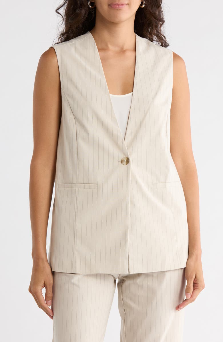 NORDSTROM RACK Pinstripe Vest, Main, color, Beige Scroll- Black Pinstripe