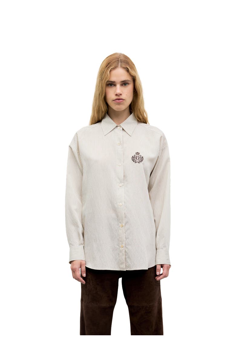 Lys Striped Embroidered Detail Shirt, Main, color, Beige