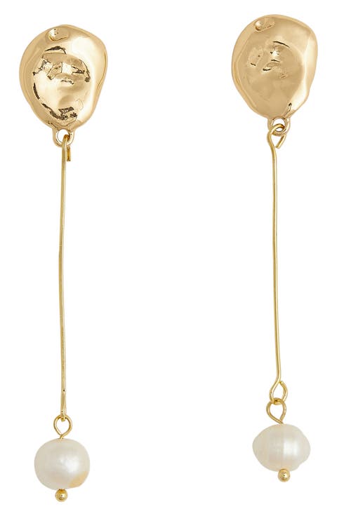 Kylie Imitation Pearl Linnear Drop Earrings