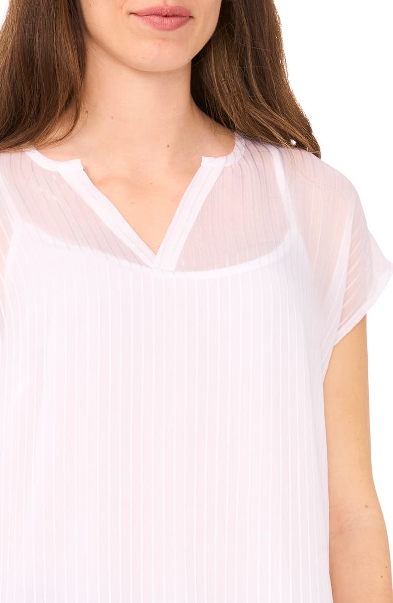 Halogen<sup>®</sup> Sheer Stripe Popover Top, Alternate, color, Bright White