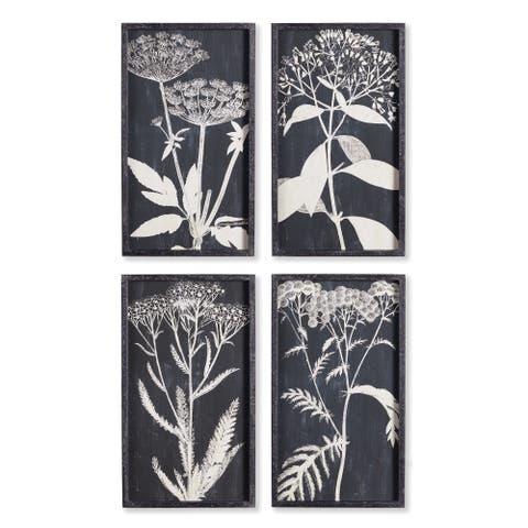 Monochrome Queen Anne's Lace Prints, Set Of 4
