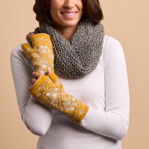 Feelgoodz Artisan Crafted Fleece Lined Lawsone Fingerless Gloves In Orange