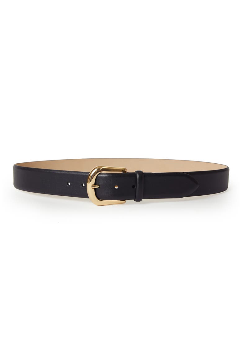 Kennedy Leather Belt, Main, color, BLACK GOLD