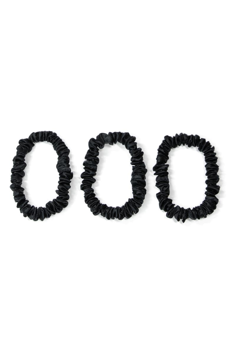 BLISSY 3-Pack Skinny Silk Scrunchies, Main, color, Black