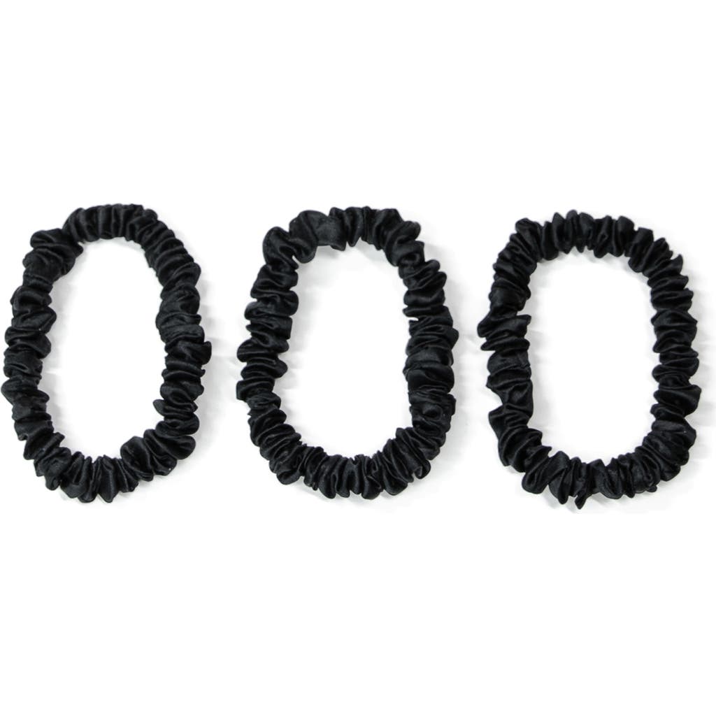 BLISSY 3-Pack Skinny Silk Scrunchies in Black  product