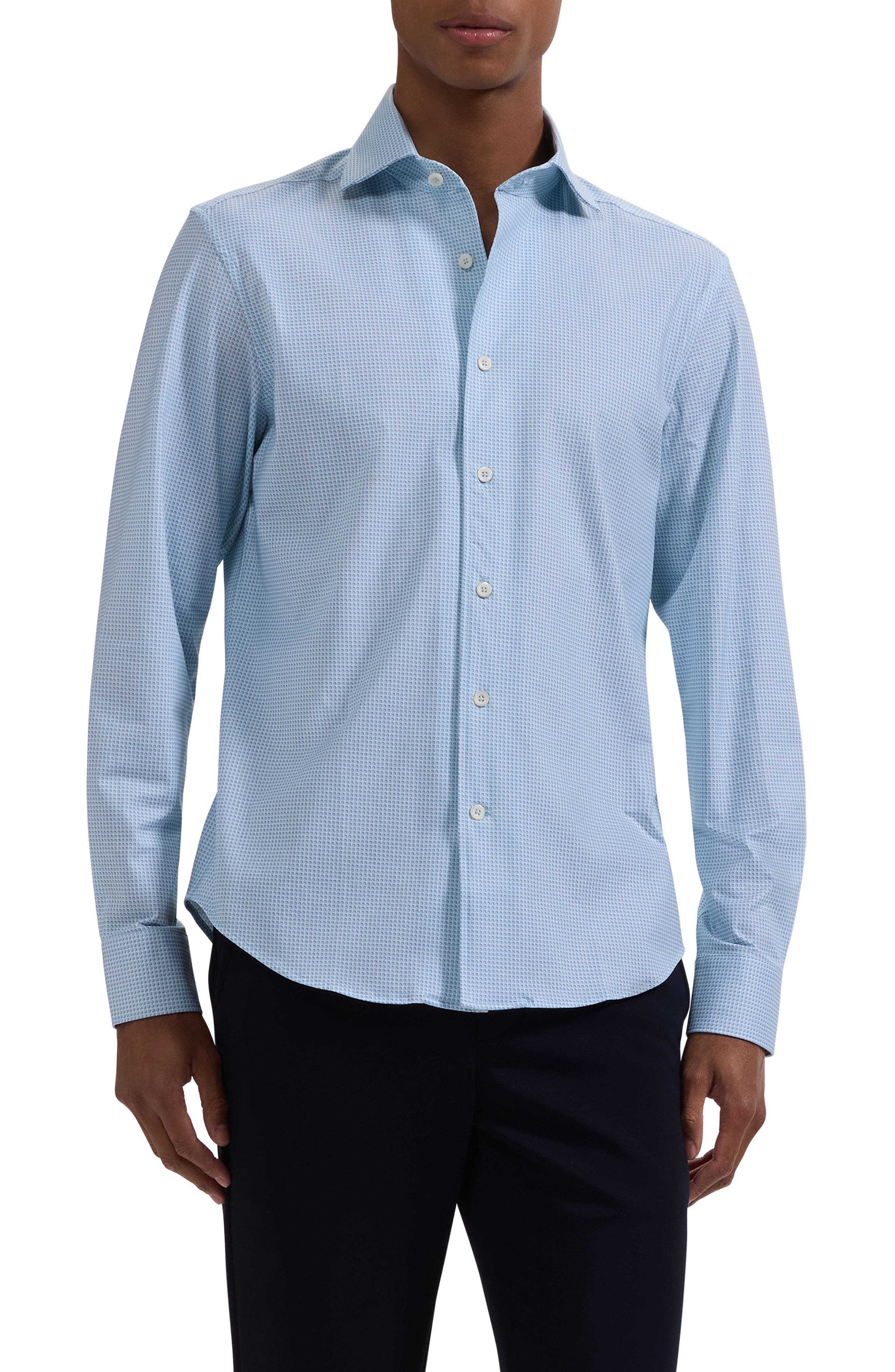 Devon OoohCotton Optical Grid Print Button-Up Shirt - image 5