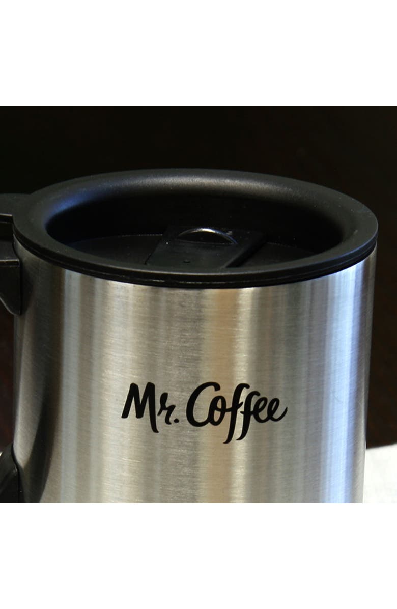 MR COFFEE Expressway 13.5 Ounce Stainless Steel Thermal Travel Mug Cup with Lid, Alternate, color, Metallic Silver