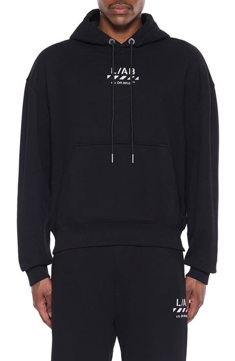 Diagonal Stripe Logo Cotton French Terry Graphic Hoodie