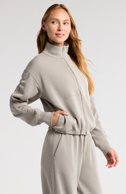 ZELLA ZELLA ULTRA SOFT RUCHED SLEEVE FRONT ZIP KNIT JACKET
