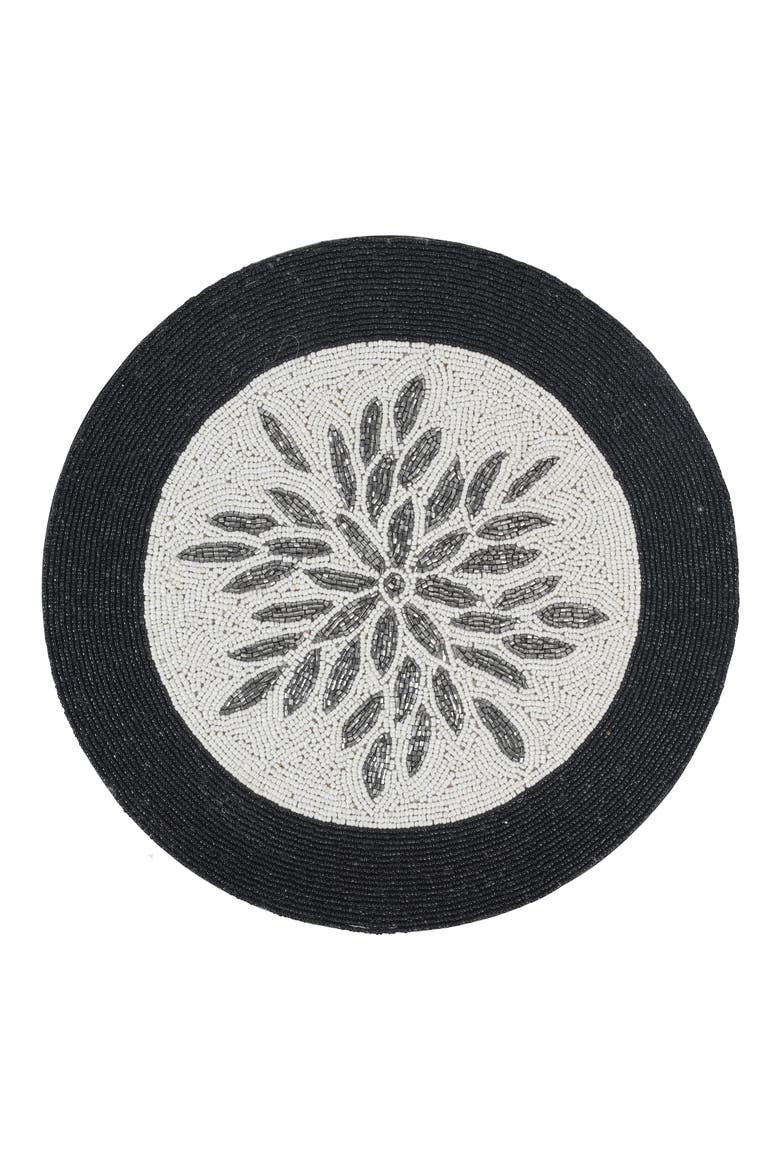 Beaded Placemat, Main, color, IVORY/ BLACK