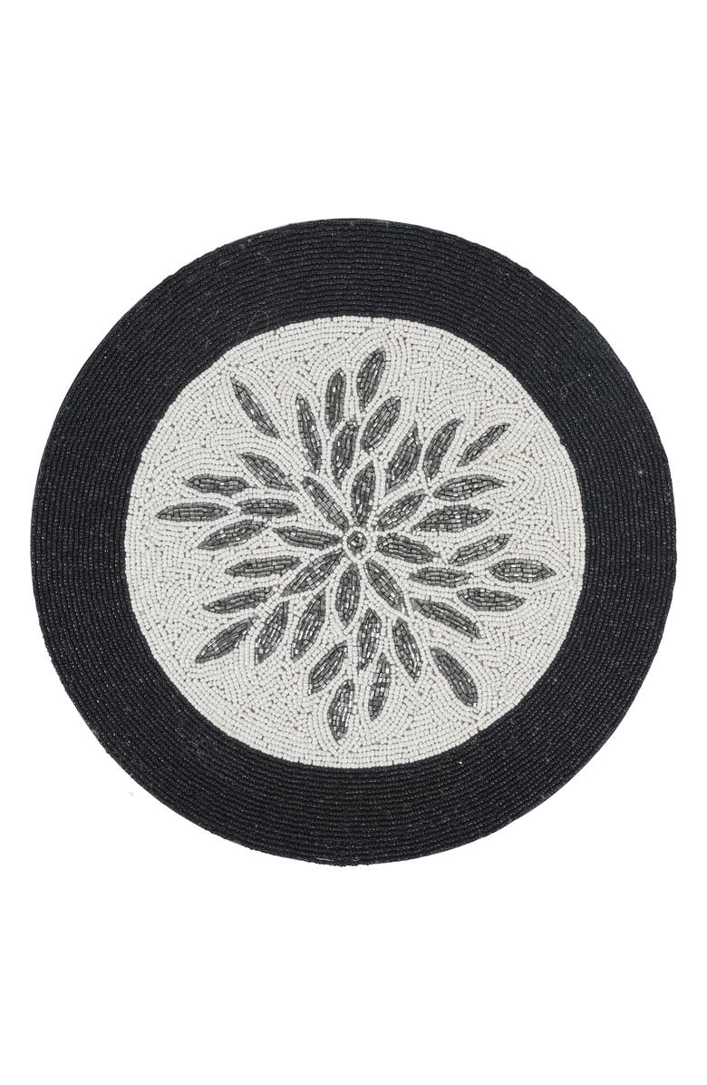 Tiramisu Beaded Placemat, Main, color, Ivory/ Black