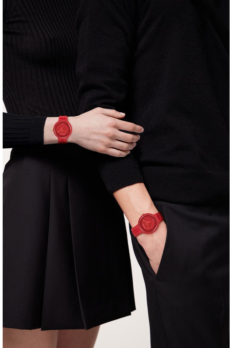 Medusa Pop Silicone Strap Watch, 39mm, Alternate, color, RED