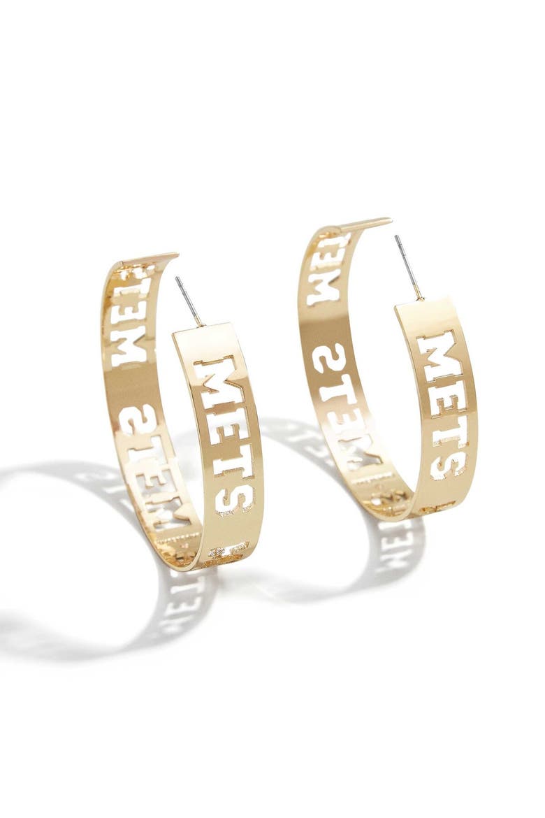x Baublebar New York Mets Large Cutout Hoop Earrings, Main, color, Gold