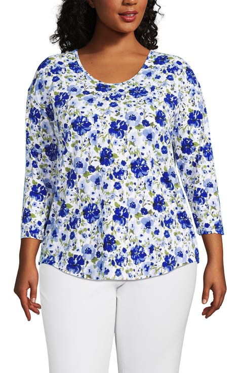 3/4 Sleeve Lightweight Jersey U-Neck Tunic