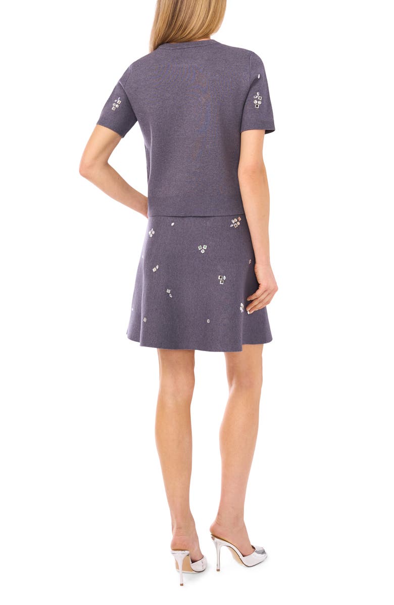 CeCe Embellished A-Line Sweater Skirt, Alternate, color, Grey Night