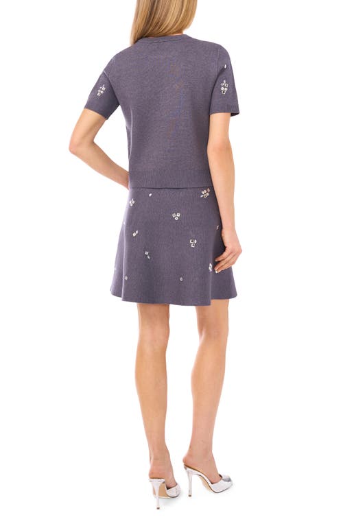 Cece Embellished A-line Sweater Skirt In Gray