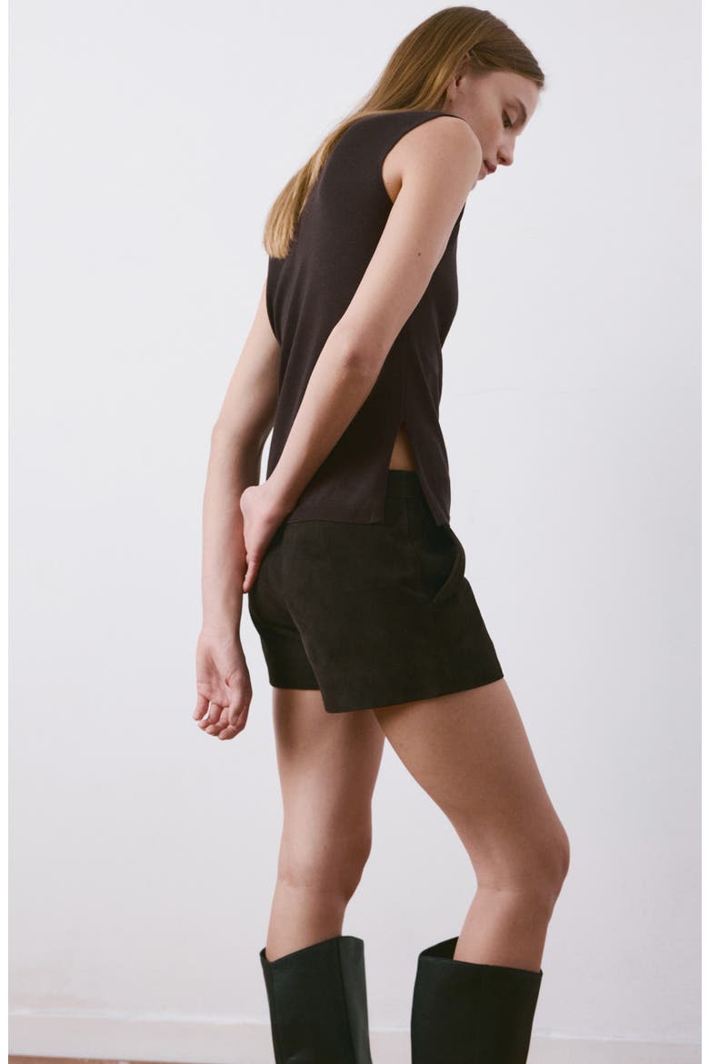 Side Gather Mock Neck Sweater Vest, Alternate, color, CHOCOLATE