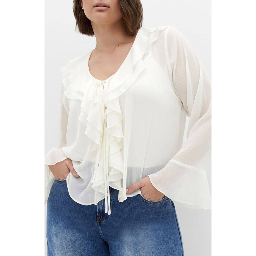 City Chic Lushious Tiered Ruffle Top In White