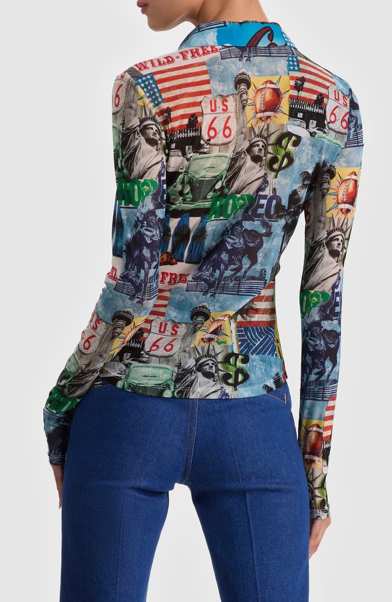 Alice + Olivia Jade Mesh Shirt, Alternate, color, Open Road