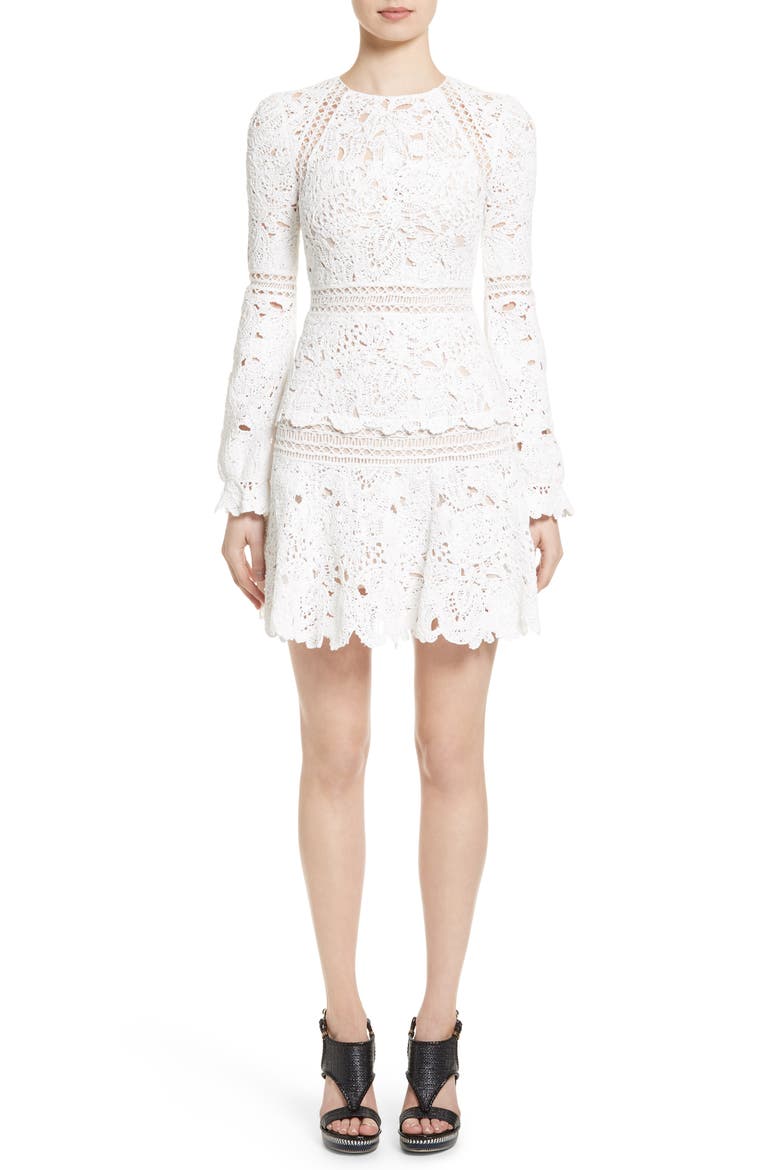 Crochet Ruffle Dress, Main, color, IVORY