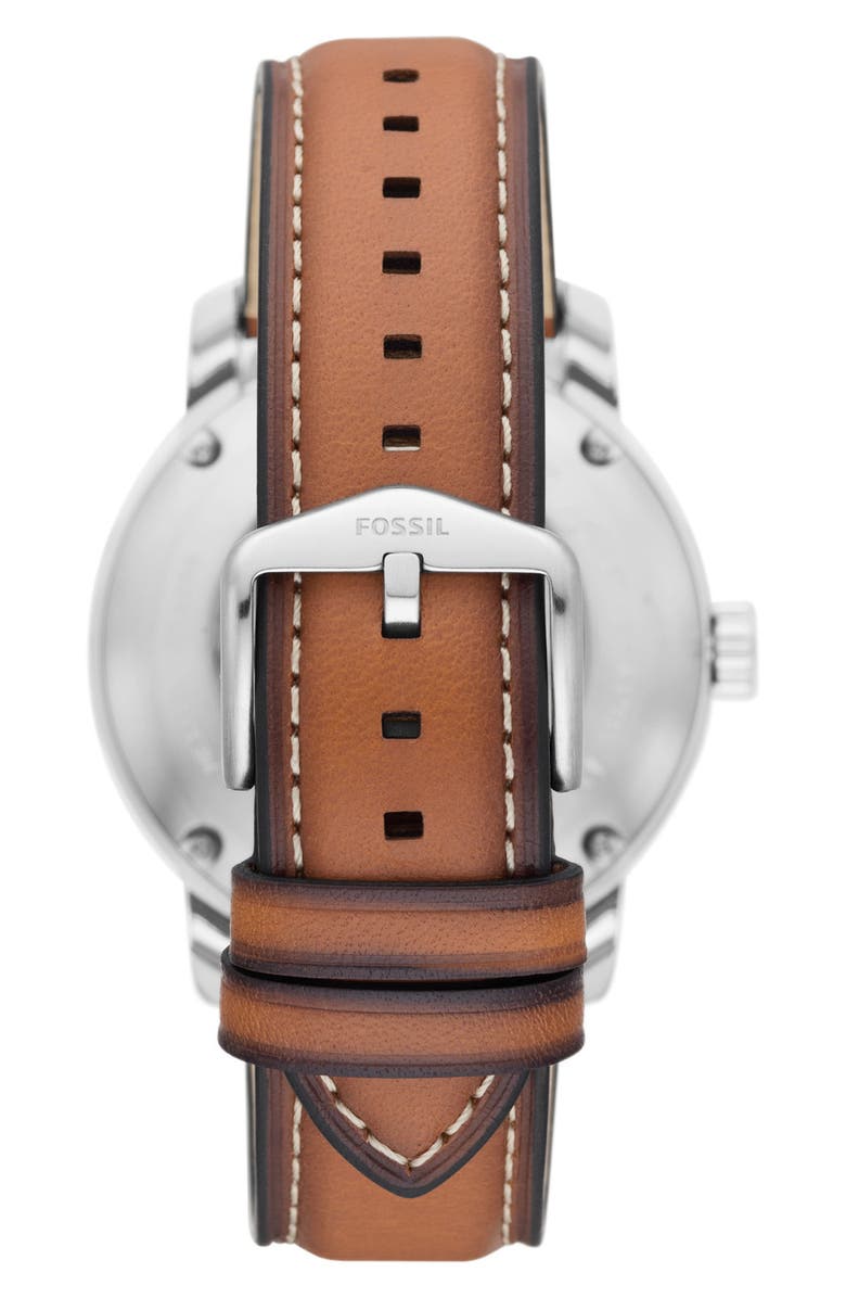 Fossil Heritage Automatic Leather Strap Watch, 43mm, Alternate, color, 