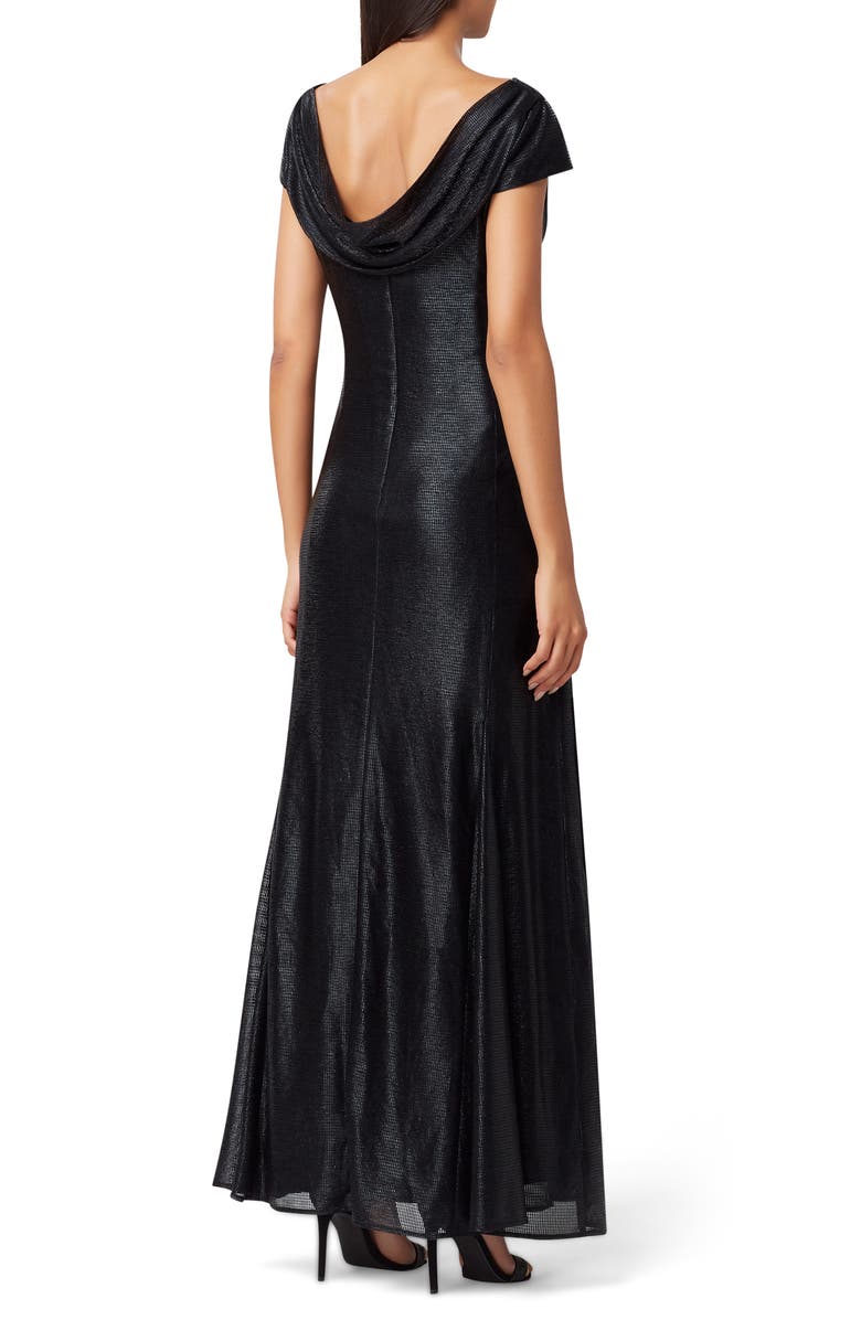 Tahari Stretch Metallic A-Line Gown, Alternate, color,