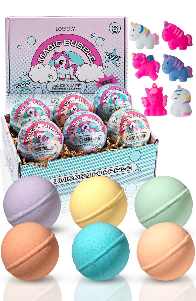 Lovery 12-Pc. Unicorn Bath Bombs Gift Set with Surprise Toy, Main, color, Multicolor