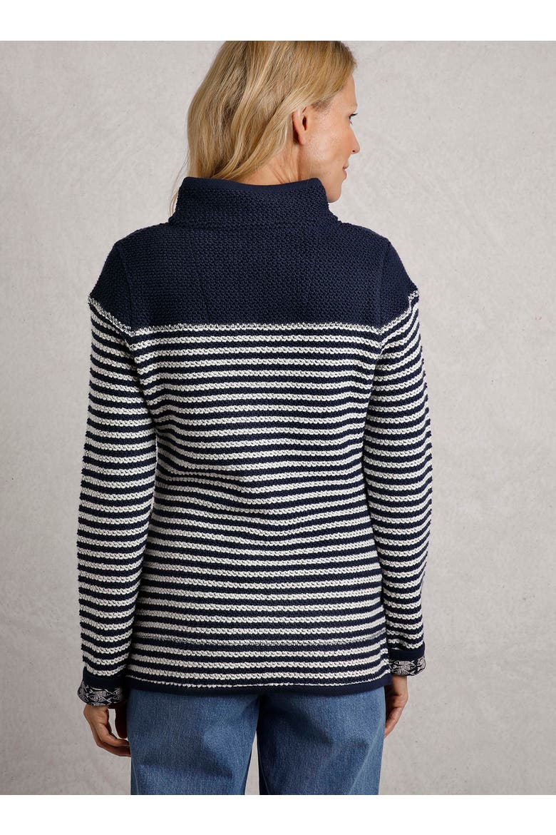 Juliet 1/4 Zip Stripe Macaroni, Alternate, color, Navy