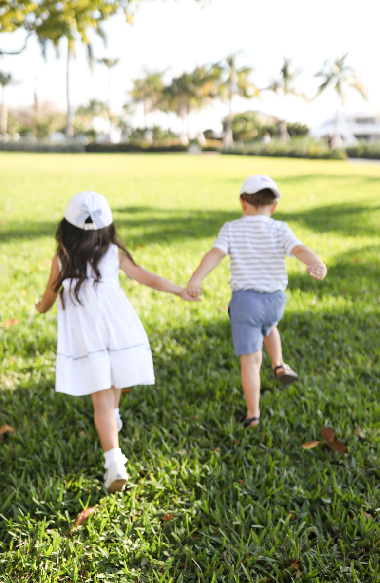 Bits & Bows American Flag USA Twill Baseball Hat, Alternate, color, White