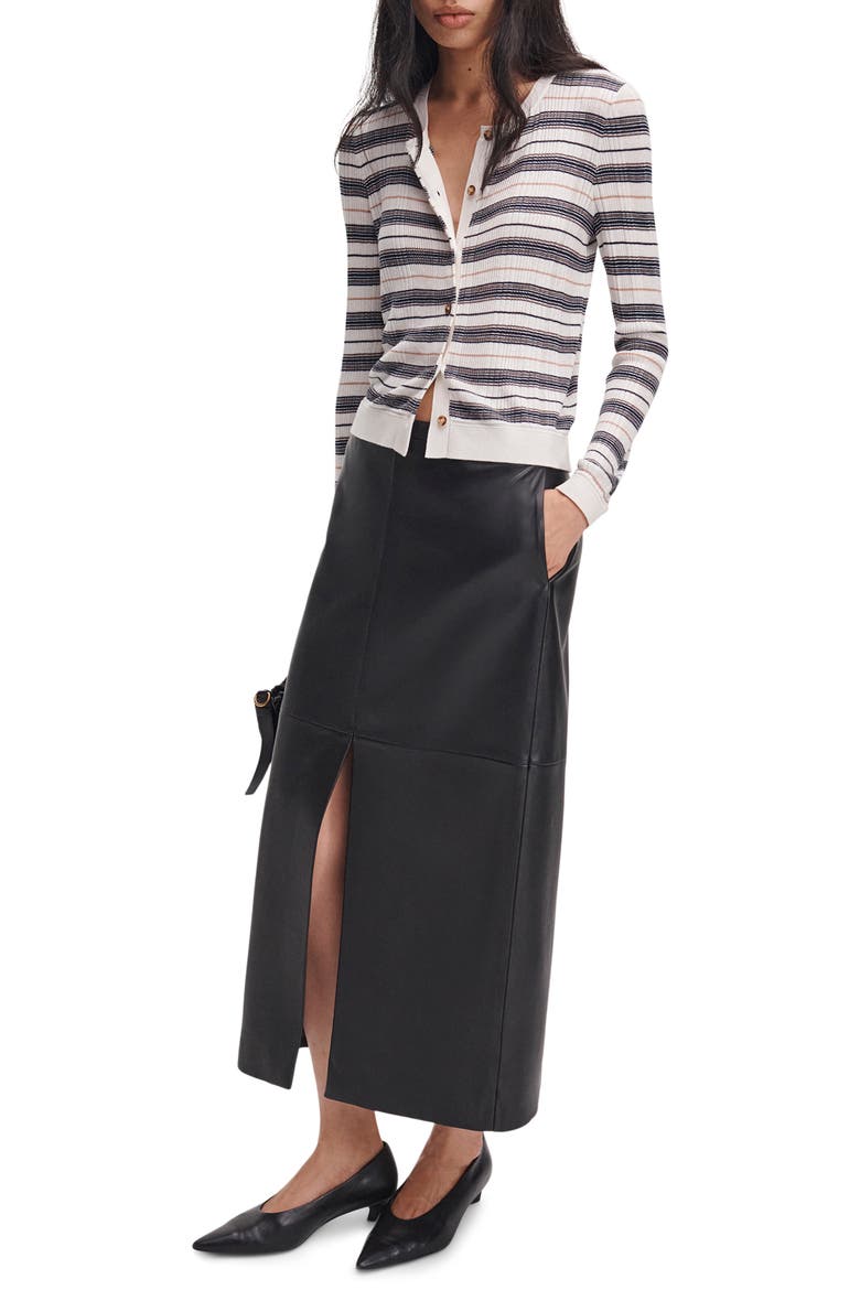 Teresa Stripe Silk Blend Cardigan, Alternate, color, IVR MULTI
