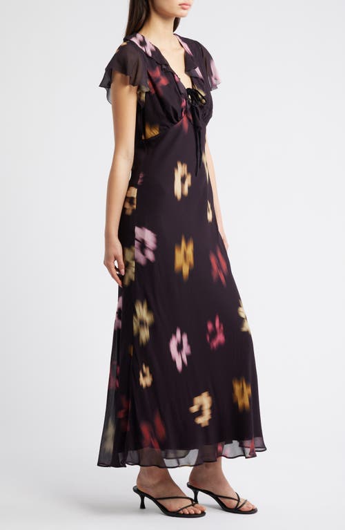 Rails Neela Blurred Floral Ruffle Maxi Dress In Black