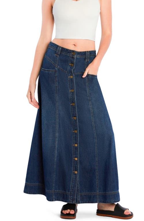 WASH LAB DENIM WASH LAB DENIM PANEL FRONT BUTTON DENIM MAXI SKIRT 
