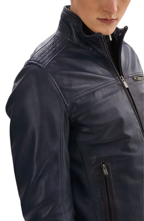 Regency Lambskin Leather Jacket In Navy