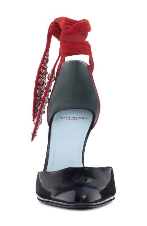 Shop Valentino Garavani Tie Ankle Strap D'orsay Pump In Jt0 Nero-rouge Pur/rouge Pur