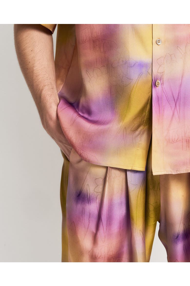 "Brooklyn" Oversized Silk Hawaii Shirt, Alternate, color, Pink