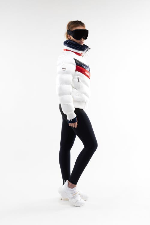 Malibu Ski Club Monogram Racer Jacket In White