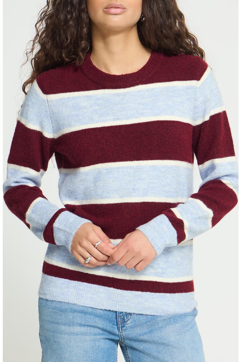 Ihedeen Striped Crew Neck Sweater, Main, color, RHODODENDRON W BLUE