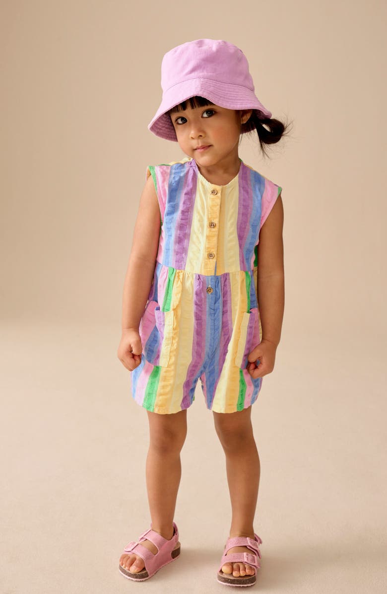 NEXT Kids' Rainbow Cotton Romper, Alternate, color, Blue Multi