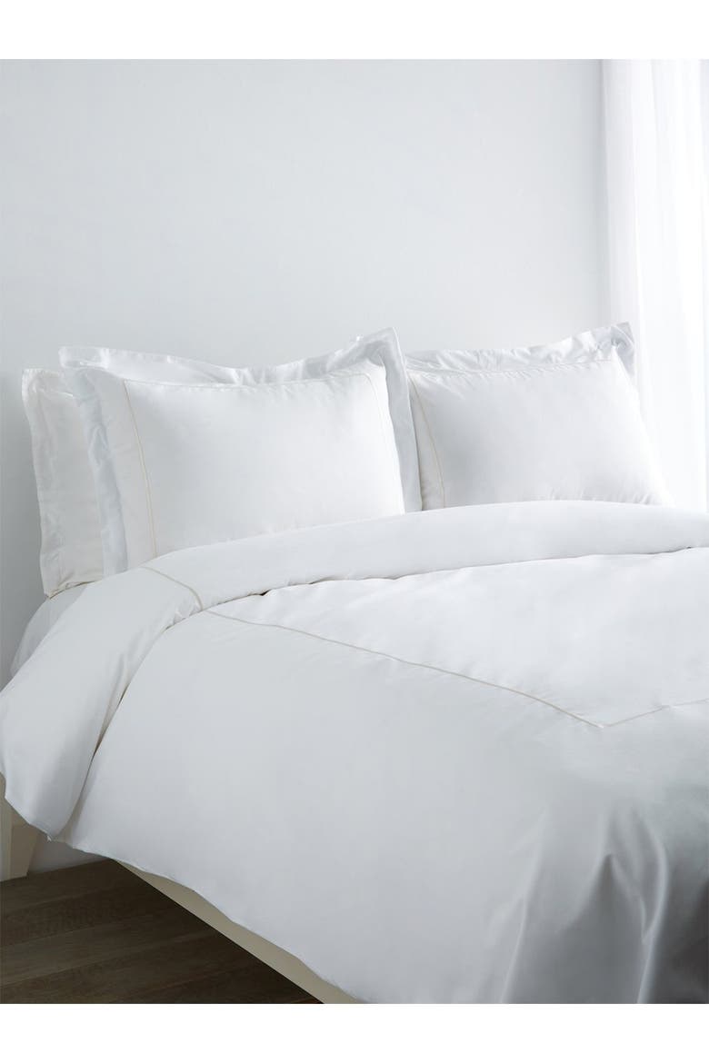Marrow Stripe Cotton Percale Duvet Set, Main, color, IVORY/WHITE