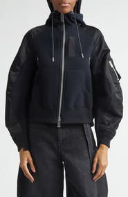 Sacai Sponge Sweat x Nylon Twill Full Zip Hoodie