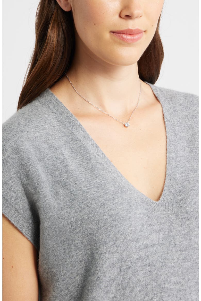 Solitaire Bezel Pendant Necklace, Alternate, color, CLEAR- SILVER