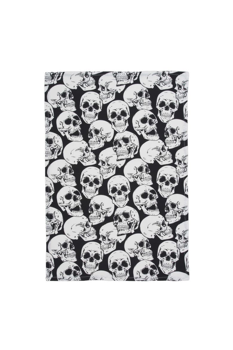 Skull Glances Reversible Diamond Halloween Towel Set 2, Alternate, color, Black