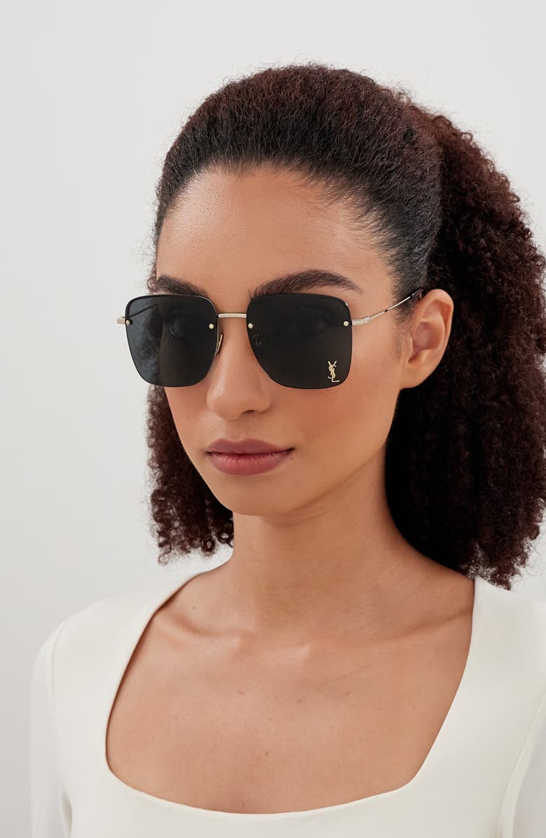 Saint Laurent 58mm Aviator Sunglasses, Alternate, color, Gold