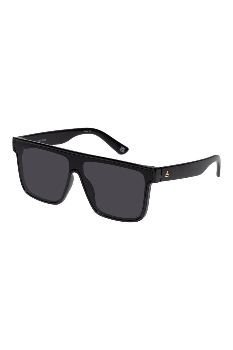 Ara 142mm Shield Sunglasses, Alternate, color, SHINY BLACK