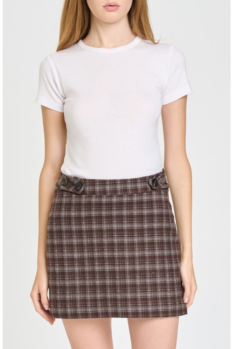 Presley Plaid Miniskirt, Alternate, color, ESPRESSO PLAID