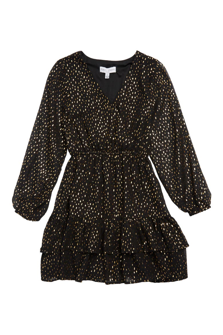 Kids' Long Sleeve Dress, Main, color, BLACK