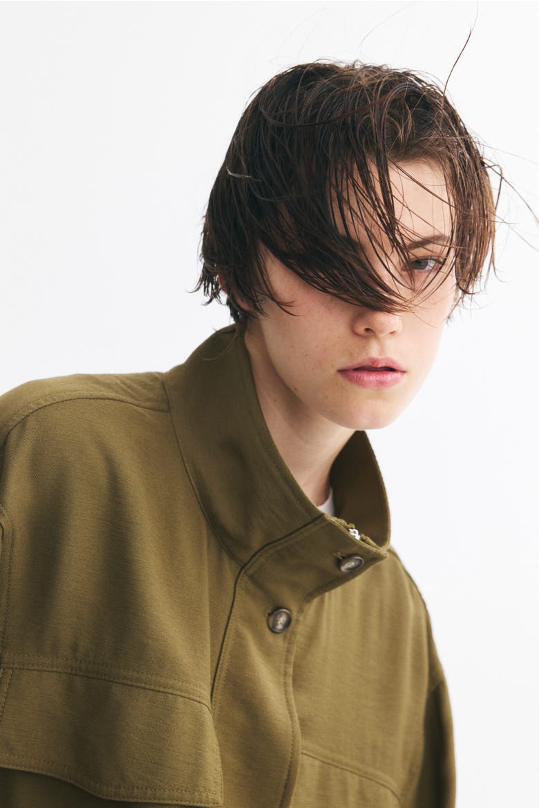 Funnel-Collar Jacket, Alternate, color, Khaki green